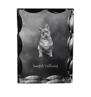 Swedish Vallhund, Swedish Cattle Dog, Swedish Shepherd - crystal with a picture of a dog, glass statuette with a picture, unique frame with a picture from Art-Dog brand