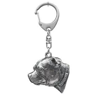 Staffordshire Bull Terrier, Staffie III - Porte-clés argenté avec un chien dans une boîte cadeau, décoration de sac à main, pendentif de sac à dos par la marque Art-Dog