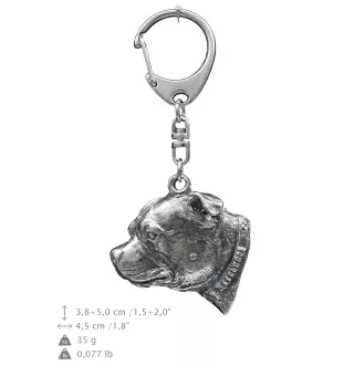Staffordshire Bull Terrier, Staffy III - Silver-plated key ring with a dog in a gift box, handbag decoration, backpack pendant by Art-Dog brand