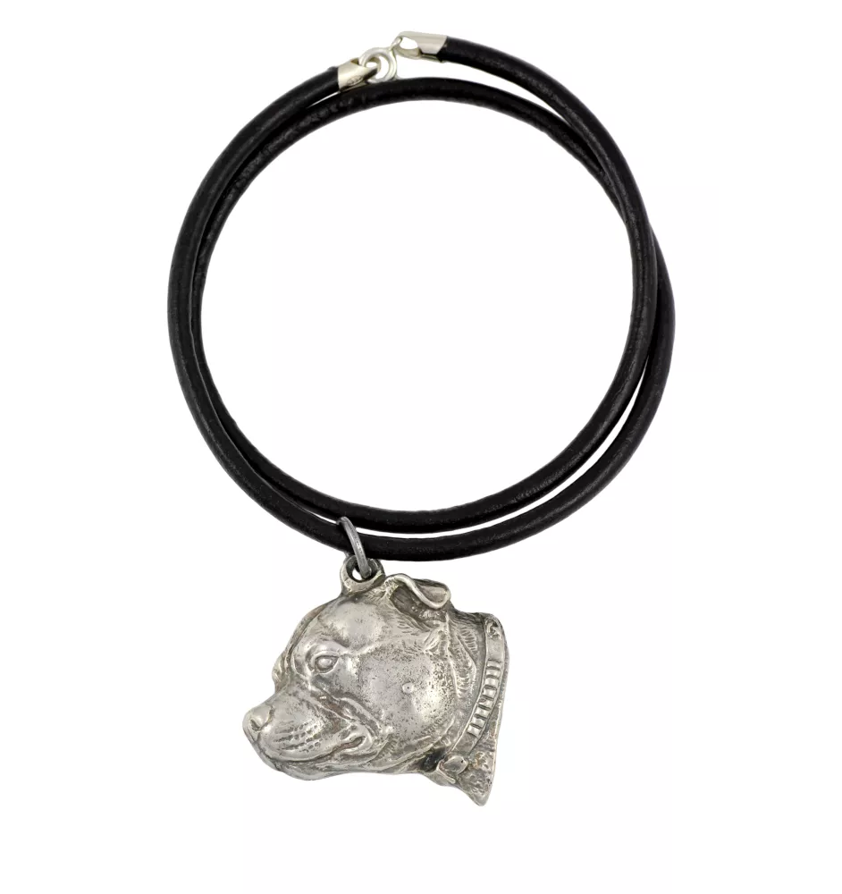 Staffordshire Bull Terrier, Staffie III - collier avec un chien, pendentif en plaqué argent pour les fans de chiens, bijoux uniques de la marque Art-Dog