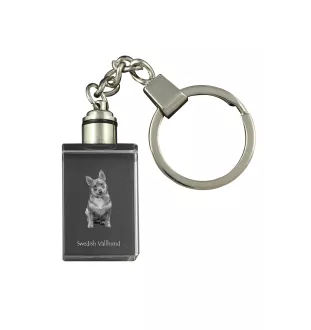 Swedish Vallhund, Swedish Cattle Dog, Swedish Shepherd - Crystal key ring with dog photo, illuminated key ring, unique gift by Art-Dog brand
