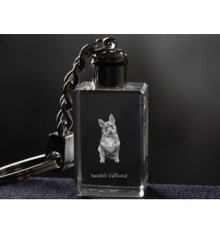 Swedish Vallhund, Swedish Cattle Dog, Swedish Shepherd - Crystal key ring with dog photo, illuminated key ring, unique gift by Art-Dog brand