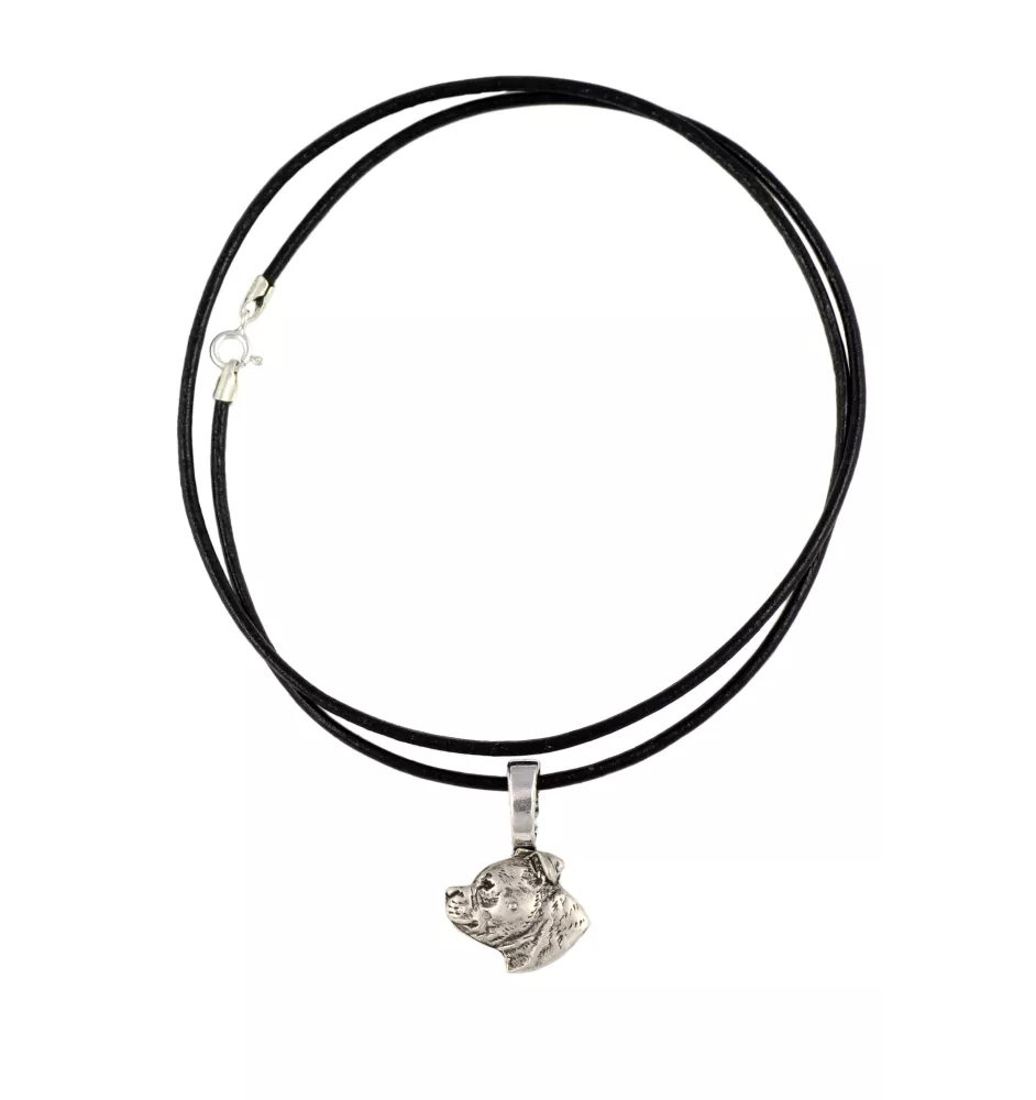 Staffordshire Bull Terrier, Staffordshire Bullterrier - Hundehalsband, versilberter Anhänger für den Hundeliebhaber, dezenter Schmuck von Art-Dog
