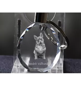 Schwedischer Vallhund, Västgötaspets, Westgotenspitz - Anhänger mit einem Foto eines Hundes, Schlüsselanhänger aus Kristall in einer Geschenkbox, ein einzigartiges Geschenk von Art-Dog