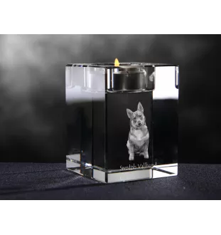 Swedish Vallhund, Swedish Cattle Dog, Swedish Shepherd - Candle holder with dog photo, crystal tealight holder, personalised gift by Art-Dog brand