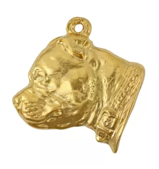 Staffordshire Bull Terrier, Staffordshire Bullterrier II - Hundehalsband in Geschenkbox, vergoldeter Anhänger für Hundefans, auffälliger Schmuck von Art-Dog