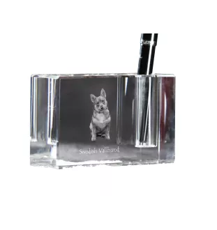 Swedish Vallhund, Swedish Cattle Dog, Swedish Shepherd - Pen stand, crystal organiser with dog photo, unique desk decoration by Art-Dog brand