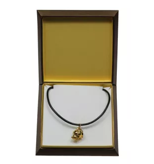 Staffordshire Bull Terrier, Staffordshire Bullterrier - Hundehalsband in Geschenkbox, vergoldeter Anhänger für Hundefans, auffälliger Schmuck von Art-Dog