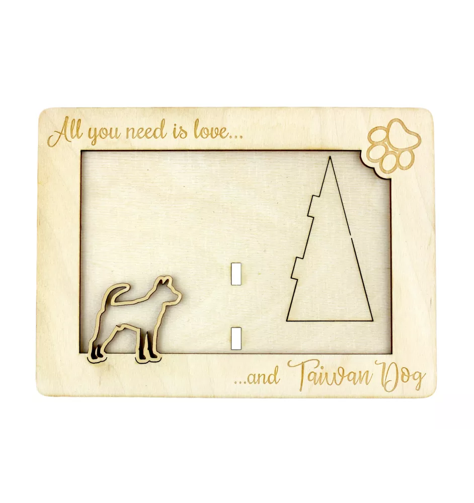 Chien de Taïwan - Cadre photo, cadre en bois gravé, un joli gadget pour l'amoureux des chiens par Art-Dog