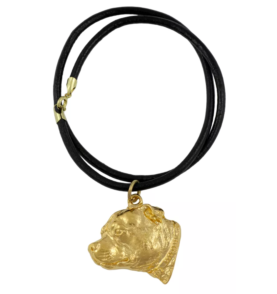 Staffordshire Bull Terrier, Staffordshire Bullterrier III - Hundehalsband, vergoldeter Anhänger für Hundefans, einzigartiger Schmuck der Marke Art-Dog