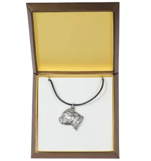 Staffordshire Bull Terrier, Staffy II - Dog necklace in gift box, silver-plated locket for dog fan, striking pendant by Art-Dog brand