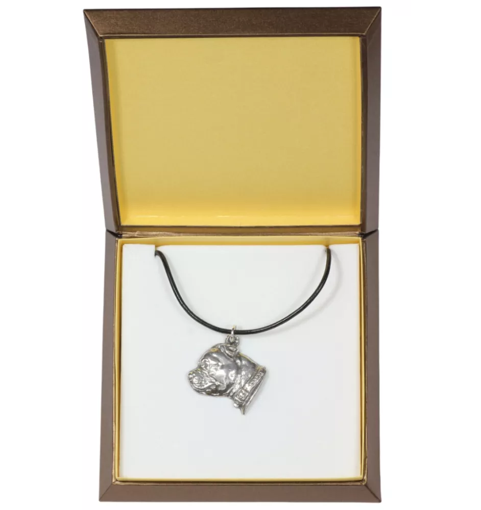 Staffordshire Bull Terrier, Staffie II - Collier de chien dans une boîte cadeau, médaillon argenté pour fan de chien, pendentif remarquable de la marque Art-Dog