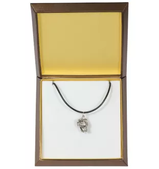 Staffordshire Bull Terrier, Staffordshire Bullterrier - Hundehalsband in Geschenkbox, versilbertes Medaillon für Hundefans, markanter Anhänger der Marke Art-Dog