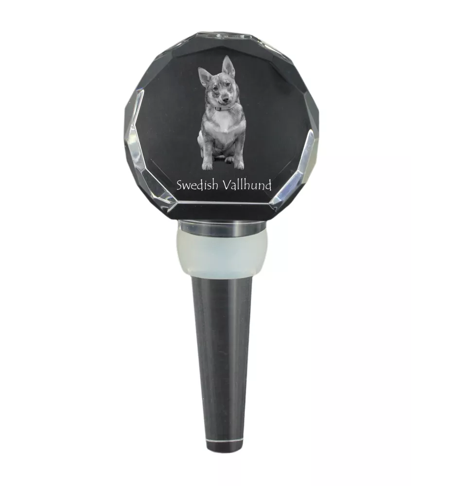 Swedish Vallhund, Swedish Cattle Dog, Swedish Shepherd - Crystal bottle stopper, unique wine stopper with photo, personalised gift for sommelier by Art-Dog brand