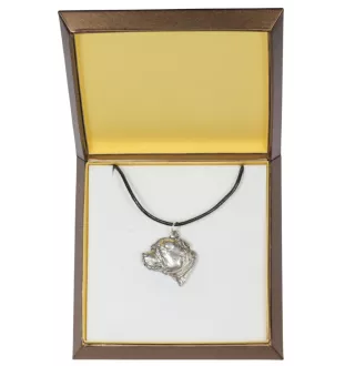 Staffordshire Bull Terrier, Staffy III - Dog necklace in gift box, silver-plated locket for dog fan, striking pendant by Art-Dog brand