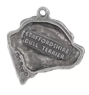 Staffordshire Bull Terrier, Staffordshire Bullterrier III - Hundehalsband in Geschenkbox, versilbertes Medaillon für Hundefans, markanter Anhänger der Marke Art-Dog