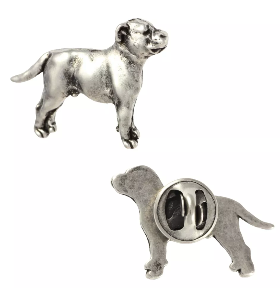 Staffordshire Bull Terrier, Staffordshire Bullterrier II  - Versilberte Hundebrosche, elegante Anstecknadel, Jackenreversschmuck der Marke Art-Dog