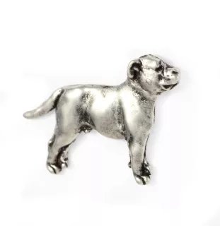 Staffordshire Bull Terrier, Staffordshire Bullterrier II  - Versilberte Hundebrosche, elegante Anstecknadel, Jackenreversschmuck der Marke Art-Dog