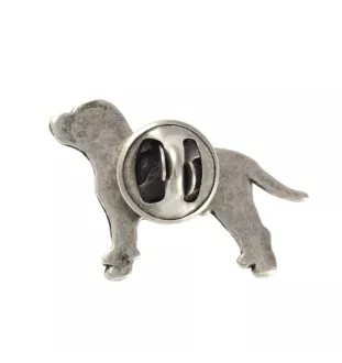 Staffordshire Bull Terrier, Staffordshire Bullterrier II  - Versilberte Hundebrosche, elegante Anstecknadel, Jackenreversschmuck der Marke Art-Dog