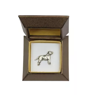 Staffordshire Bull Terrier pin posrebrzony w pudełku Art-Dog
