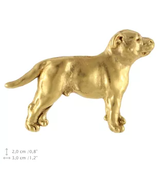 Staffordshire Bull Terrier, Staffie II - Broche de chien dans une boîte décorative, épingle élégante en plaqué or, épingle de veste de la marque Art-Dog