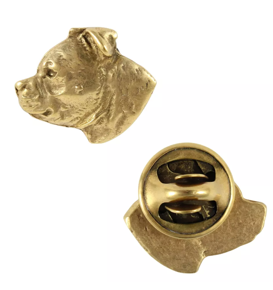 Staffordshire Bull Terrier, Staffy - gold-plated pin brooch, elegant dog ornament, unique pin by Art-Dog brand