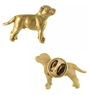 Staffordshire Bull Terrier, Staffy II - gold-plated pin brooch, elegant dog ornament, unique pin by Art-Dog brand