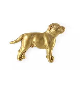 Staffordshire Bull Terrier, Staffy II - gold-plated pin brooch, elegant dog ornament, unique pin by Art-Dog brand