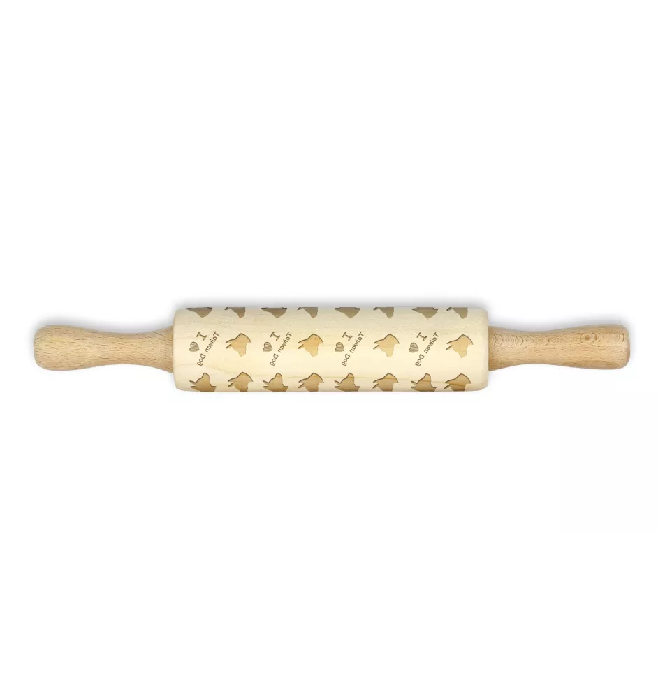 Taiwan Dog, Formosan Mountain Dog - small rolling pin with a dog pattern, a rolling pin for children's dough, decorating ceramic clay by Art-Dog brand