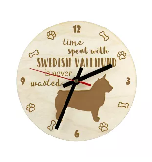 Vallhund suédois, Spitz des Wisigoths, Spitz des Visigoths - horloge avec chien, horloge en bois, horloge murale pour les amoureux des chiens, horloge de bureau et étagère, Art-Dog