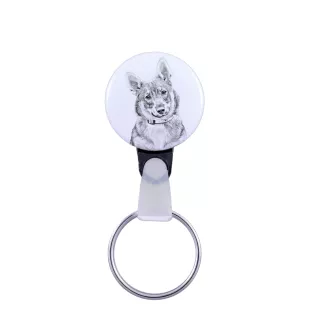 Schwedischer Vallhund, Västgötaspets, Westgotenspitz - Schlüsselanhänger mit dem Bild eines Hundes, Anhänger mit dem eigenen Grafikdesign der Marke Art-Dog