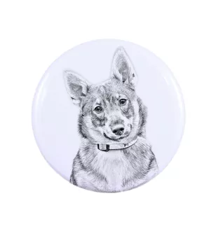 Vallhund suédois, Spitz des Wisigoths, Spitz des Visigoths - aimant avec un œil de chien, exceptionnellement léger, aimant puissant, produit fabriqué à la main par la marque Art-Dog