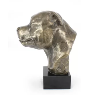 Staffordshire Bull Terrier, Staffy - dog bust, large statue, dog's head on stone base, decoration for office by Art-Dog brand