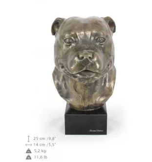Staffordshire Bull Terrier, Staffy - dog bust, large statue, dog's head on stone base, decoration for office by Art-Dog brand