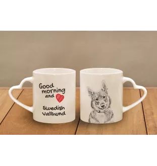 Swedish Vallhund, Swedish Cattle Dog, Swedish Shepherd - cup with a dog, adorable cup with a heart-shaped handle, universal gift from the Art-Dog brand
