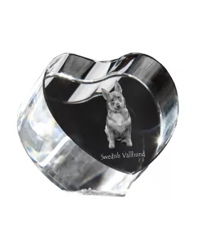 Swedish Vallhund, Swedish Cattle Dog, Swedish Shepherd - a photo of a dog in crystal, crystal heart, unique photo frame from the Art-Dog brand