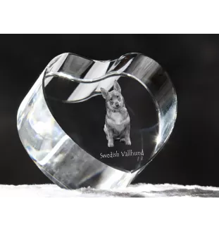 Swedish Vallhund, Swedish Cattle Dog, Swedish Shepherd - a photo of a dog in crystal, crystal heart, unique photo frame from the Art-Dog brand