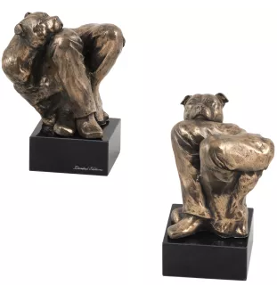 Staffordshire Bull Terrier, Staffordshire Bullterrier II - Hundestatue, Büste auf Steinsockel, Skulptur, Trophäe für Hundeausstellung der Marke Art-Dog