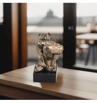 Staffordshire Bull Terrier, Staffie II - Statue de chien, buste sur socle en pierre, sculpture, trophée pour exposition canine par la marque Art-Dog