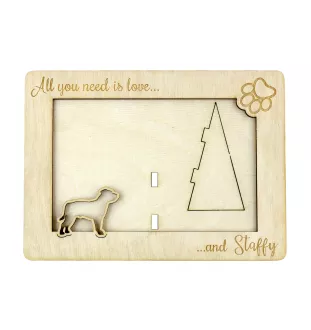 Staffordshire Bull Terrier, Staffie - Cadre photo, cadre en bois gravé, un joli gadget pour l'amoureux des chiens par Art-Dog