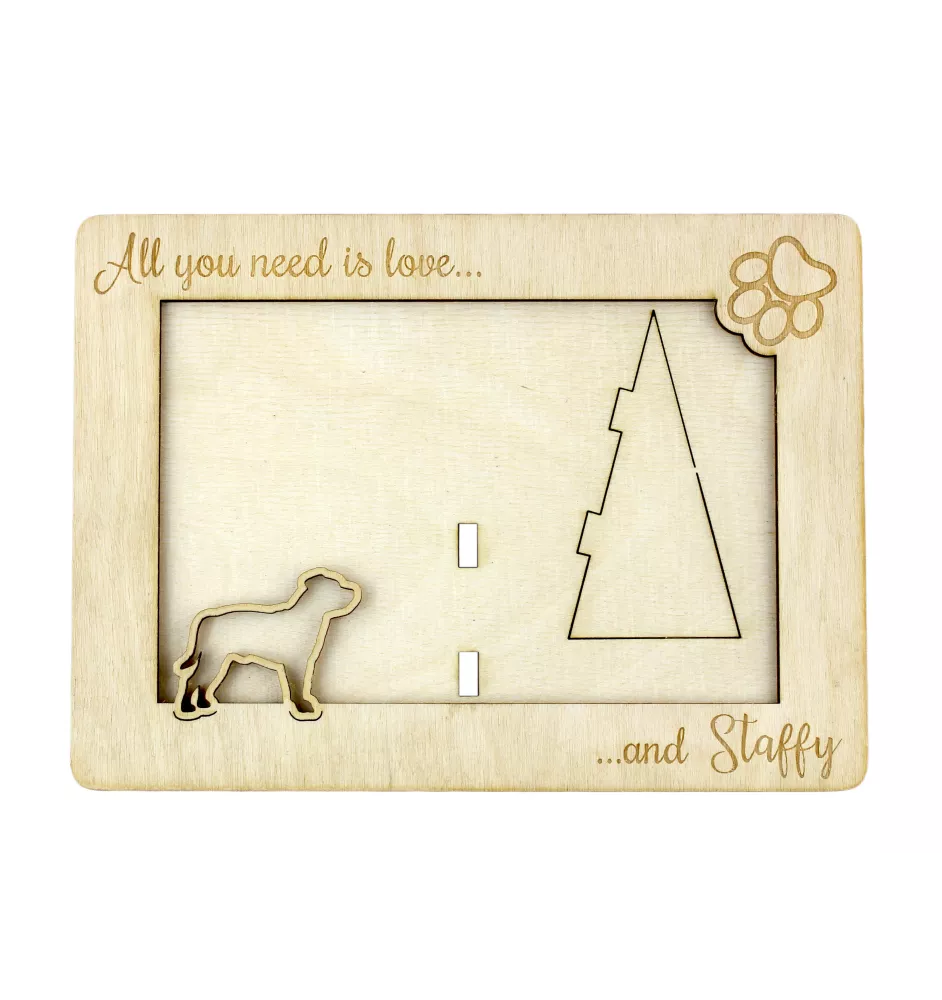 Staffordshire Bull Terrier, Staffie - Cadre photo, cadre en bois gravé, un joli gadget pour l'amoureux des chiens par Art-Dog