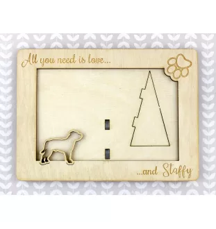 Staffordshire Bull Terrier, Staffie - Cadre photo, cadre en bois gravé, un joli gadget pour l'amoureux des chiens par Art-Dog