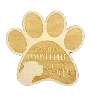 Staffordshire Bull Terrier, Staffie - Sous-verre mug, sous-verre gravé avec chien, cadeau pour amoureux des chiens par la marque Art-Dog