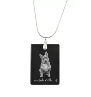 Swedish Vallhund, Swedish Cattle Dog, Swedish Shepherd - Crystal pendant with dog, silver necklace with photo, personalised pendant by Art-Dog brand