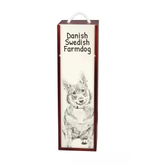 Swedish Vallhund, Swedish Cattle Dog, Swedish Shepherd - wine box with a dog, alcohol box with graphics, personalized gift box from the Art-Dog brand