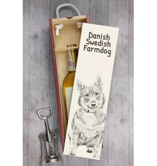 Schwedischer Vallhund, Västgötaspets, Westgotenspitz - Weinbox mit Hund, Alkoholbox mit Grafik, personalisierte Geschenkbox der Marke Art-Dog