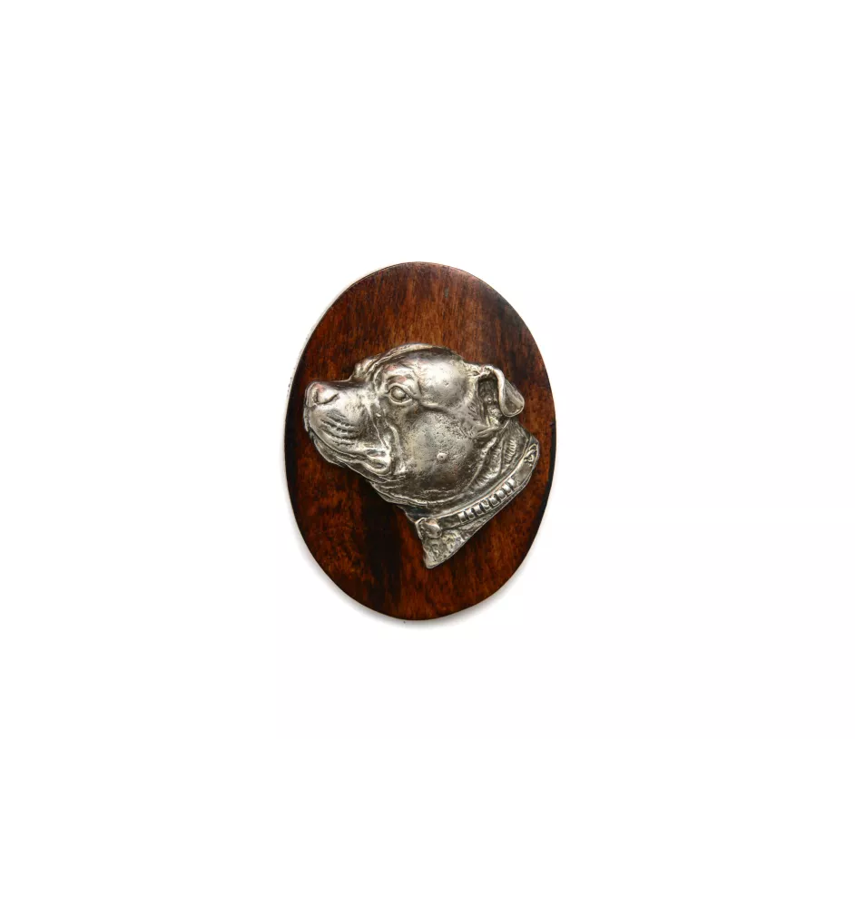 Staffordshire Bull Terrier, Staffy III - Dog show brooch, starter number clip, dog pin by Art-Dog