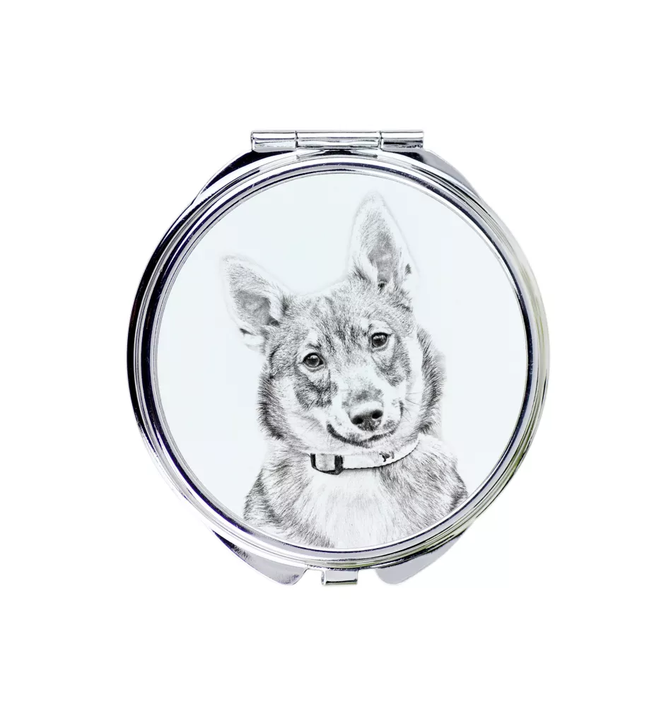 Swedish Vallhund, Swedish Cattle Dog, Swedish Shepherd - Pocket mirror with a dog, personalized mirror for a purse, compact mirror with Art-Dog brand print.