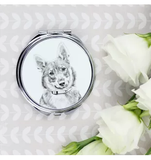 Swedish Vallhund, Swedish Cattle Dog, Swedish Shepherd - Pocket mirror with a dog, personalized mirror for a purse, compact mirror with Art-Dog brand print.