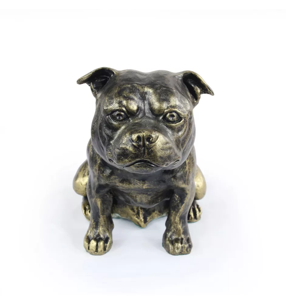 Staffordshire Bull Terrier, Staffie - statue de chien, chien assis pour bureau, décoration pour le salon d'un amoureux des chiens par Art-Dog